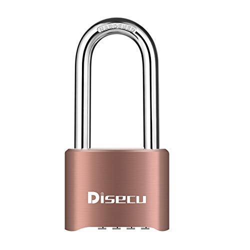Disecu 1 Pack disecu Heavy Duty 4 Digit Combination Lock, 2.5 Inch Long Shackle Outdoor Waterproof Padlock for School Gym Locker, Storage Unit, Fence, Gate, Toolbox (Brass) - Image 1