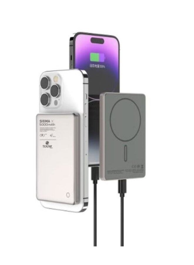 Zoom Plus 5000 mAh ZOOMPLUS- W05 MagSafe Battery ( Sigma Super Slim With Wireless Metal And Glass 5K ) Magnetic Power Bank, Wireless Portable Charger, 20W Fast Charging Battery Pack with USB-C Compatible with Magsafe, iPhone 15/15 Plus/15 Pro/15 Pro Max16 Pro Max, iPhone 14/13/12/15/16  - Image 2