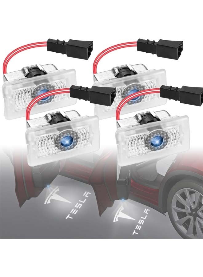 L&E Car Door Lights Logo Projector Lights for Tesla Model 3 Model Y/X/S,Integration Ultra-Brights Welcome Step Courtesy Lights,LED Door Lights Never Fade with Extension Cable,4 Pack  - Image 1