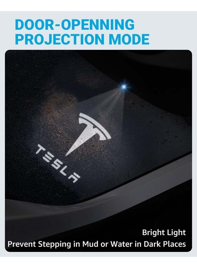 L&E Car Door Lights Logo Projector Lights for Tesla Model 3 Model Y/X/S,Integration Ultra-Brights Welcome Step Courtesy Lights,LED Door Lights Never Fade with Extension Cable,4 Pack  - Image 5
