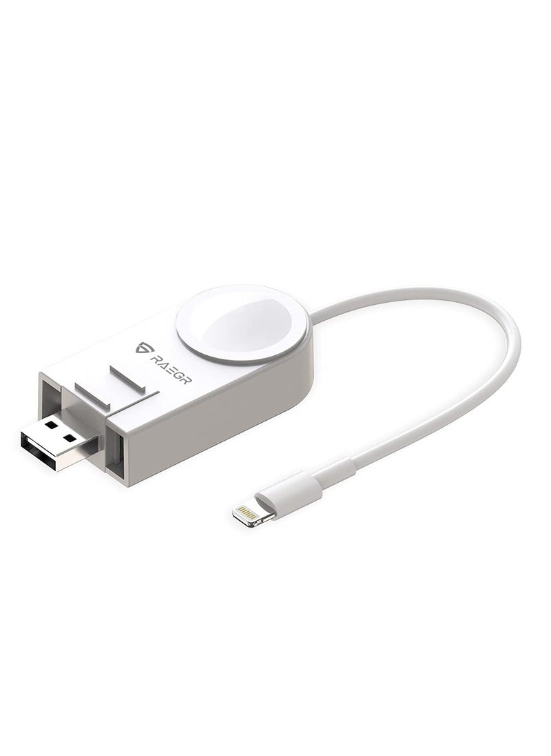 Raegr RAEGR Arc 450 Portable Wireless Charger | Lightweight & Portable Charger | Compatible with Apple Watch Series [Ultra/9//8/7/6/SE/5/4] with Apple Cable for iPhones - White RG10133  - Image 1
