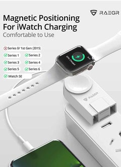 Raegr RAEGR Arc 450 Portable Wireless Charger | Lightweight & Portable Charger | Compatible with Apple Watch Series [Ultra/9//8/7/6/SE/5/4] with Apple Cable for iPhones - White RG10133  - Image 4