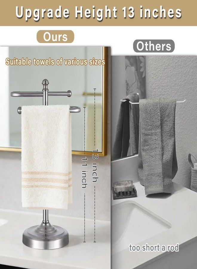 Hioflyme Hand Towel Stand,304 Stainless Steel Hand Towel Holder for Bathroom Kitchen Counter，14.5 Inch S-Shape Weighted Base Standing Hand Towel Rack Bar Holds 2 Towels (Brushed Nickel) - Image 3