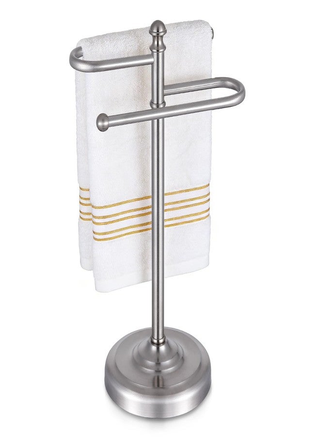Hioflyme Hand Towel Stand,304 Stainless Steel Hand Towel Holder for Bathroom Kitchen Counter，14.5 Inch S-Shape Weighted Base Standing Hand Towel Rack Bar Holds 2 Towels (Brushed Nickel) - Image 1