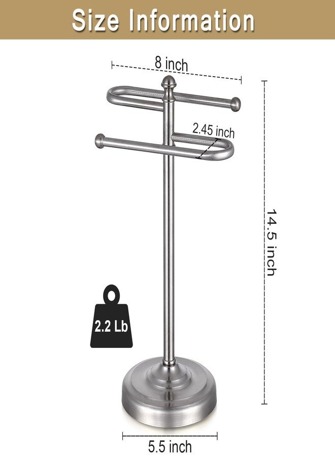 Hioflyme Hand Towel Stand,304 Stainless Steel Hand Towel Holder for Bathroom Kitchen Counter，14.5 Inch S-Shape Weighted Base Standing Hand Towel Rack Bar Holds 2 Towels (Brushed Nickel) - Image 5