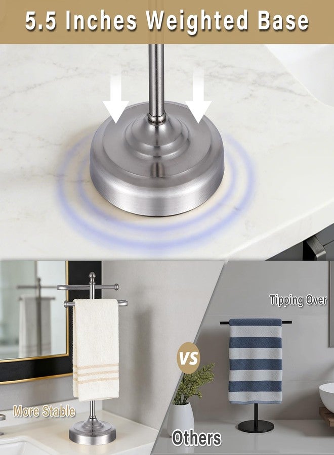 Hioflyme Hand Towel Stand,304 Stainless Steel Hand Towel Holder for Bathroom Kitchen Counter，14.5 Inch S-Shape Weighted Base Standing Hand Towel Rack Bar Holds 2 Towels (Brushed Nickel) - Image 4
