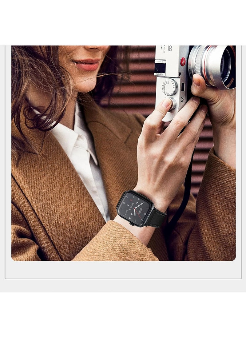 SNBFA - Magnetic Leather Watch Band for Apple  for Watch Ultra 2/iWatch Series 10 9 8 7 6 5 4 SE, 49mm 45mm 44mm 42mm, Magnetic Buckle Replacement Genuine Leather Strap for Apple Watch Series - Image 1