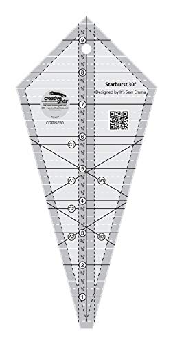 Creative Grids Starburst 30 Degree Triangle Quilt 9-1/2in Ruler – CGRISE30 – Made in USA, 4-1/2in x 9-3/4in, Non-Slip Grip Acrylic Quilting, Sewing, Crafting, Patchwork Ruler & Template - Image 1