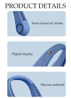 Ocean Portable Neck Fan with LED Display, Hands Free Bladeless Neck Fan, 5 Speeds Adjustable USB Rechargeable Battery Powered Personal Neck Fan for Office/Travel/Sports/Household/Outdoor, Blue  - Image 5