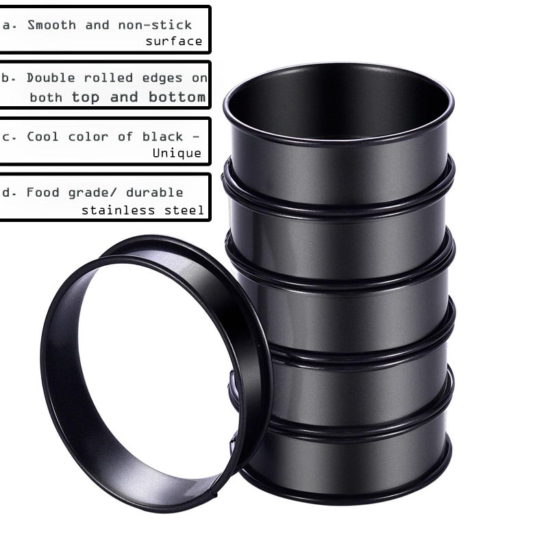 DATANYA 12Packs Crumpet Rings NONSTICK English Muffin Rings 3.15 Inch Stainless Steel Double Rolled Tart Ring Upgraded Round Metal Baking Cooking Pastry Ring Molds for muffins, pancakes - Image 3