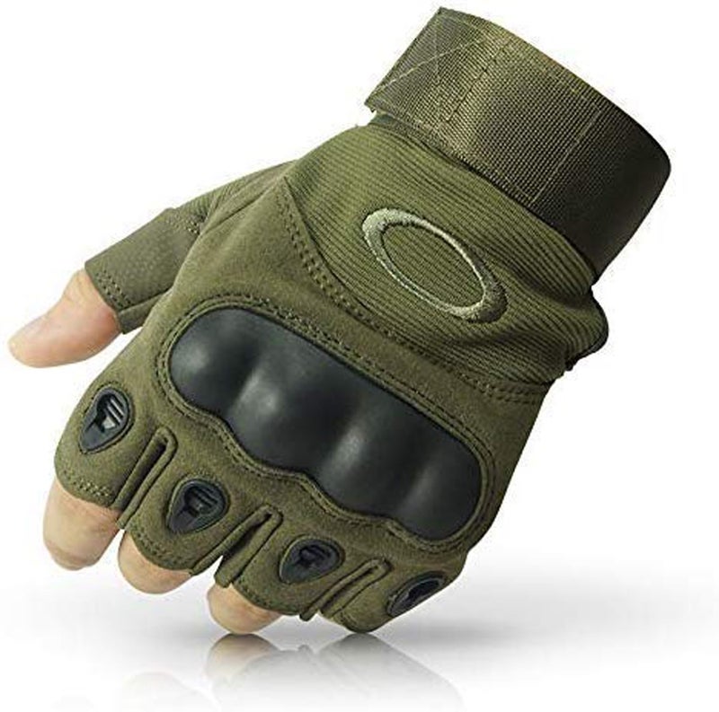 Aadikart Biking Gloves Men Boys Girls Cycling Exercise Half Finger Fingerless Gloves Child Motor Bike Riding Anti-Slip Weight Lifting Bike Workout Climbing Bicycle Gym Skate Gloves (Green) - Image 1