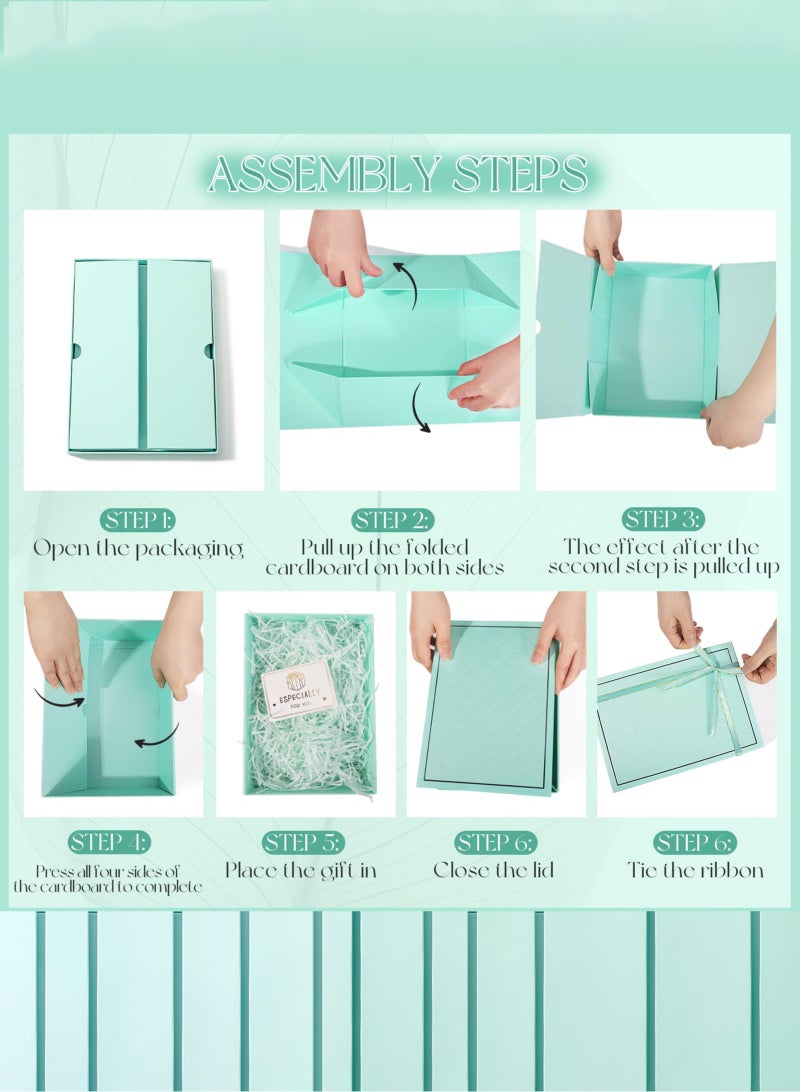 صندوق هدايا أزرق مع حقيبة هدايا 25 × 18 × 8.5 سم هدية التخرج صندوق هدايا فاخر كبير صناديق هدايا زرقاء إغلاق مغناطيسي مع شريط مع صناديق غطاء قابلة للطي للنساء هدايا الزفاف هدايا الزفاف عيد الميلاد التعبئة والتغليف- - Image 3