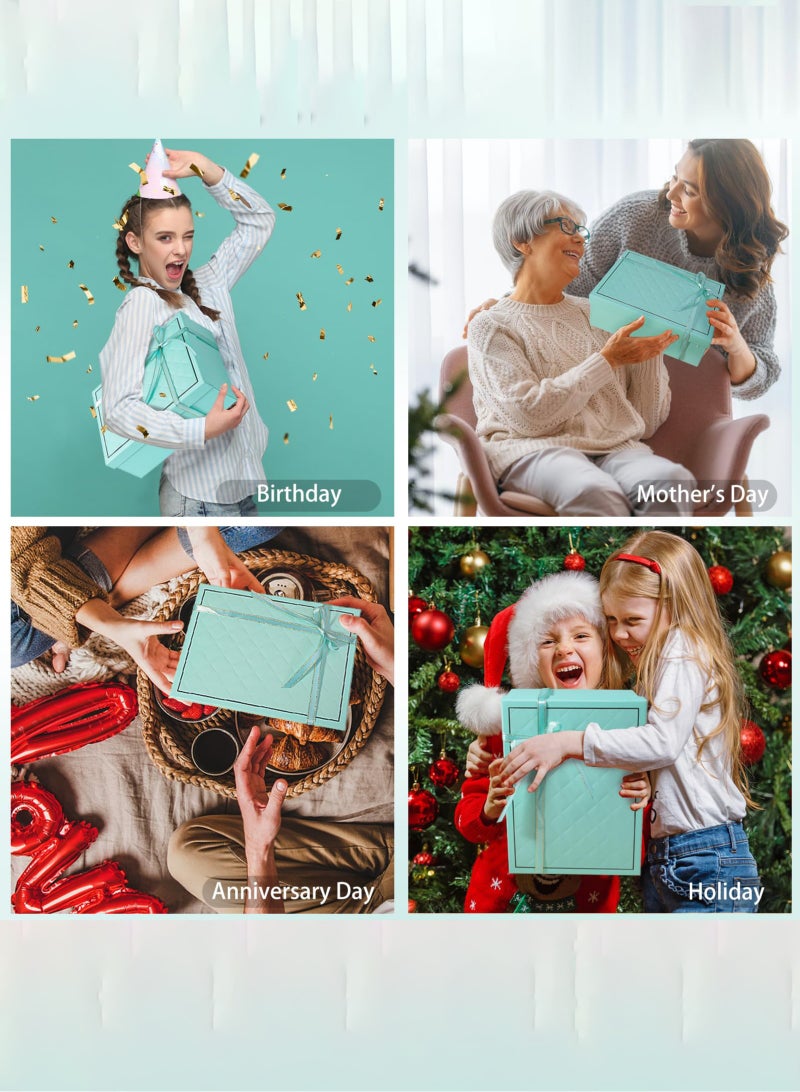 صندوق هدايا أزرق مع حقيبة هدايا 25 × 18 × 8.5 سم هدية التخرج صندوق هدايا فاخر كبير صناديق هدايا زرقاء إغلاق مغناطيسي مع شريط مع صناديق غطاء قابلة للطي للنساء هدايا الزفاف هدايا الزفاف عيد الميلاد التعبئة والتغليف- - Image 4