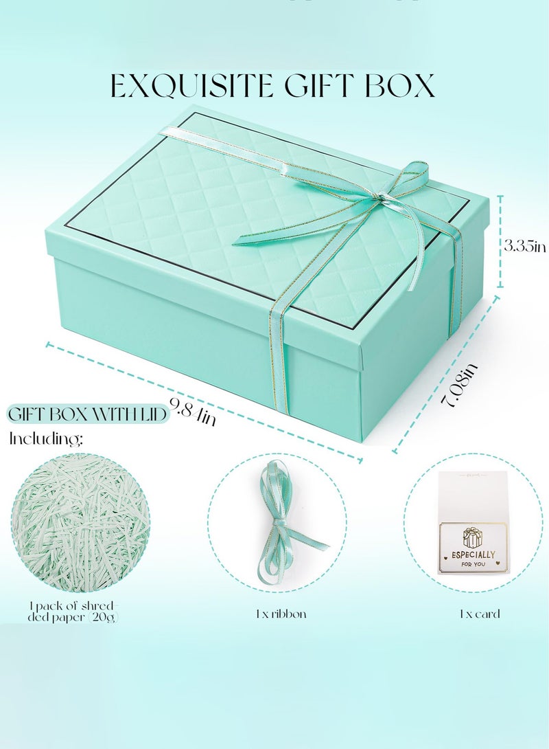 صندوق هدايا أزرق مع حقيبة هدايا 25 × 18 × 8.5 سم هدية التخرج صندوق هدايا فاخر كبير صناديق هدايا زرقاء إغلاق مغناطيسي مع شريط مع صناديق غطاء قابلة للطي للنساء هدايا الزفاف هدايا الزفاف عيد الميلاد التعبئة والتغليف- - Image 1