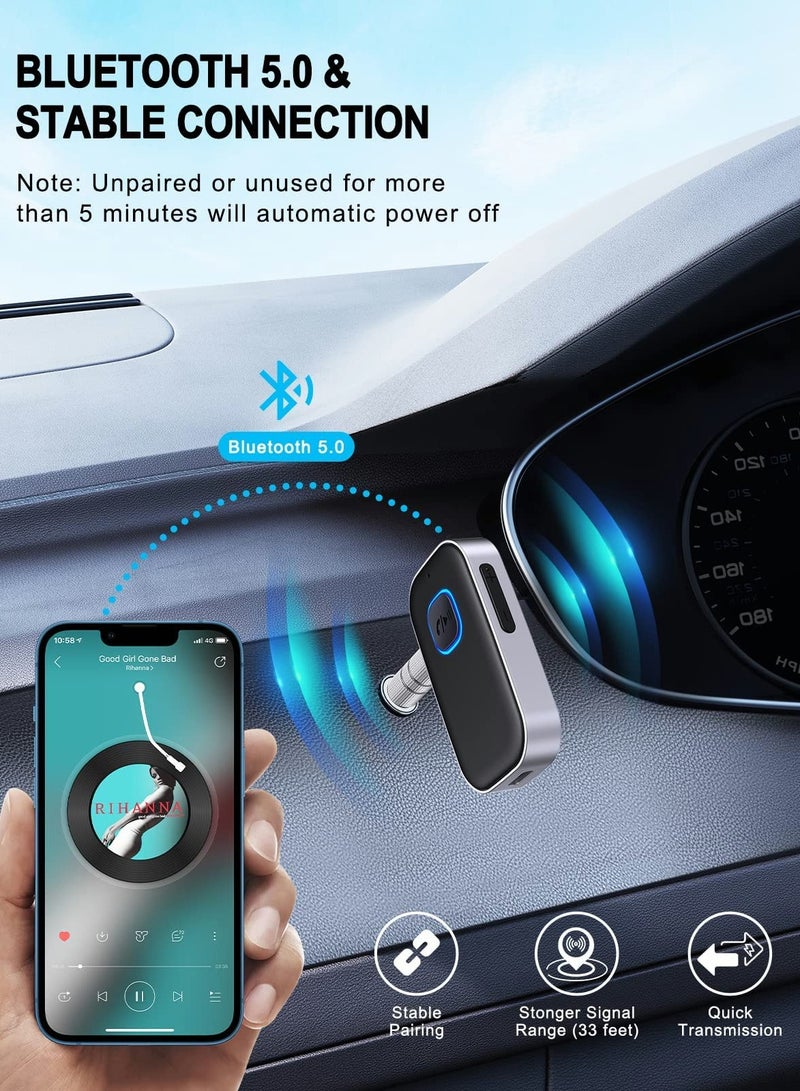 KASTWAVE Bluetooth Aux Adapter, Car Bluetooth Receiver, Bluetooth 5.0 Noise Cancelling Bluetooth Car Adapter - Image 3