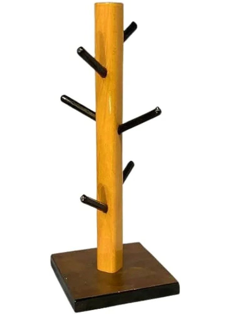 حامل مجات خشب زان أنيق يسع 6 مجات بتصميم عملي وعصري - Image 2