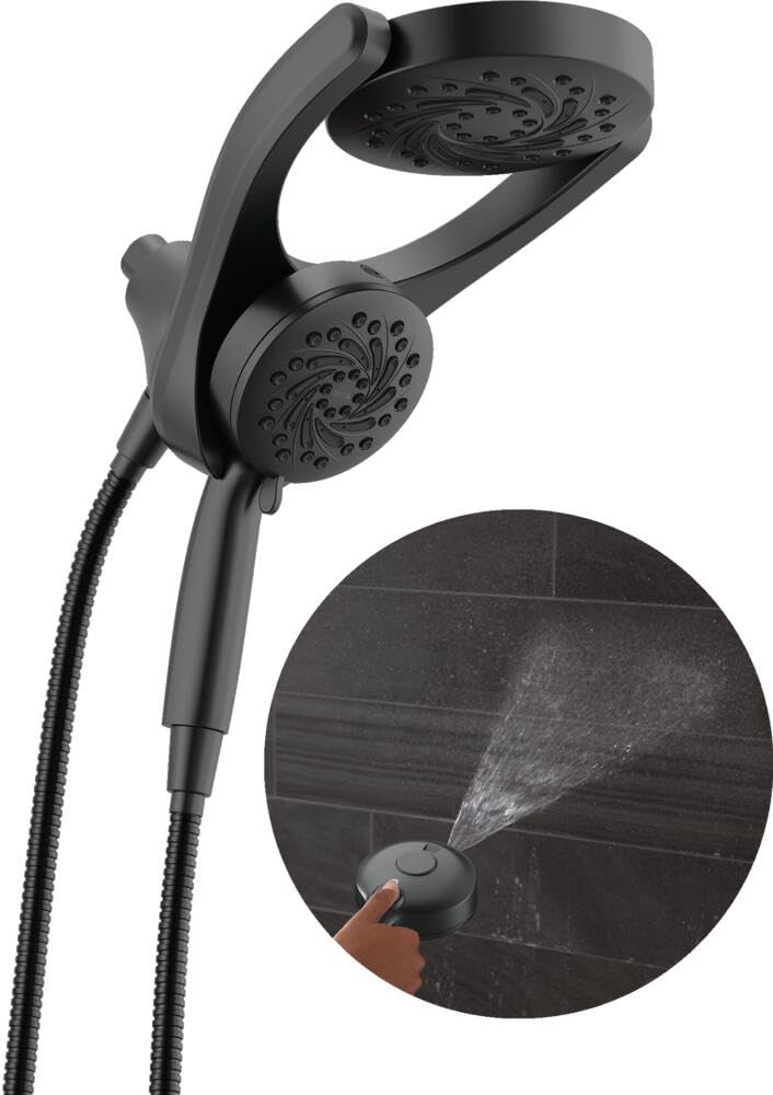 Delta 5-Setting HydroRain 2-in-1 Dual Shower Head with ProClean Spray, Matte Black High Pressure Shower Head with Handheld Spray, 1.75 GPM Flow Rate, Matte Black 75419BL - Image 1