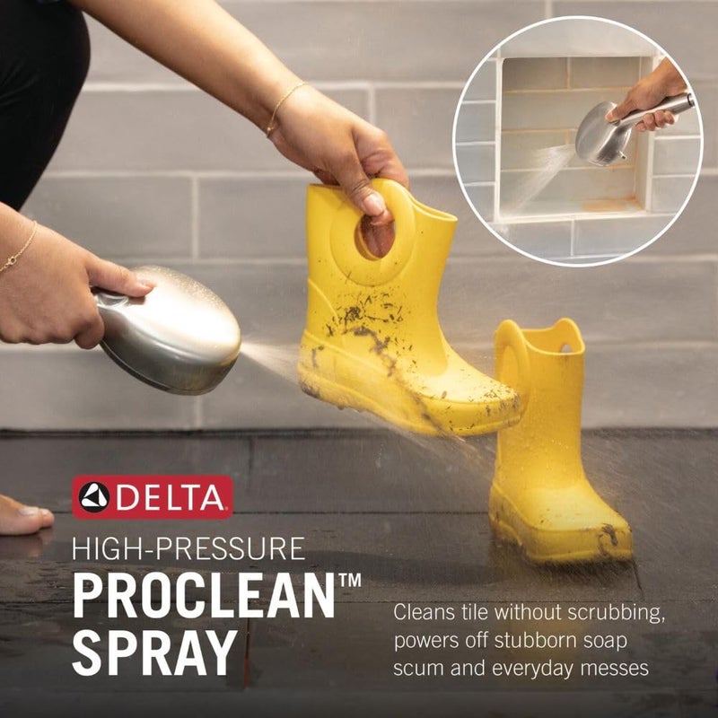 Delta 5-Setting HydroRain 2-in-1 Dual Shower Head with ProClean Spray, Matte Black High Pressure Shower Head with Handheld Spray, 1.75 GPM Flow Rate, Matte Black 75419BL - Image 3