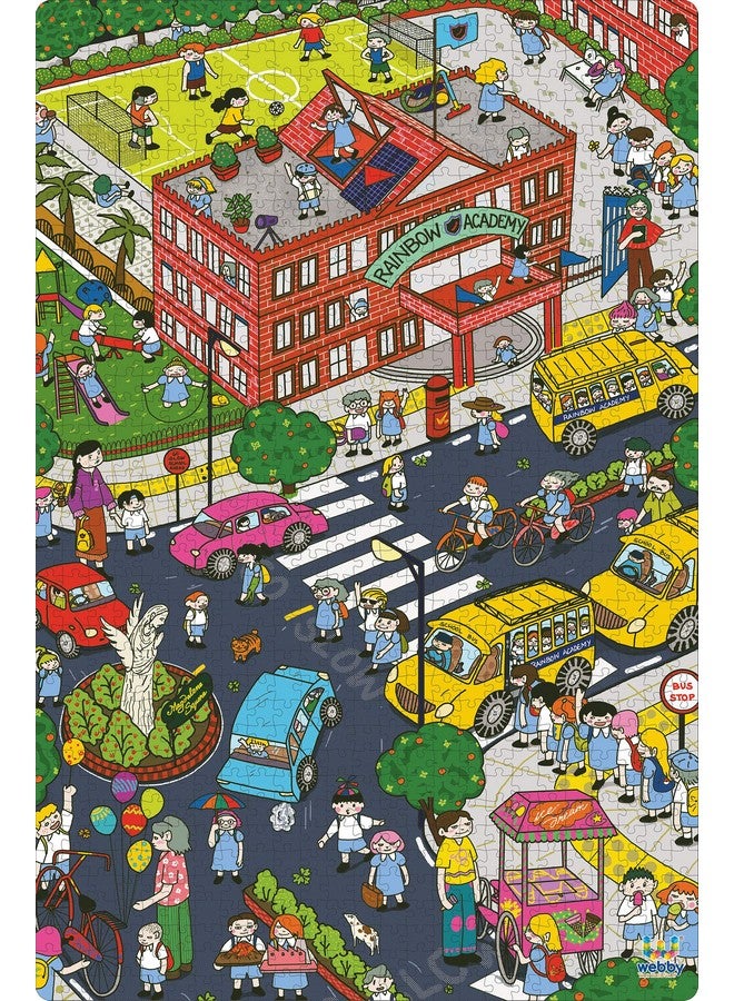 Webby After School Illustration Wooden Jigsaw Puzzle, 1000 Pieces, multicolor - Image 1