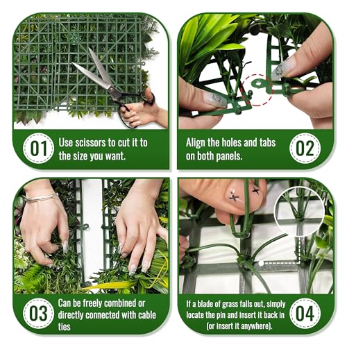 ODTORY Artificial Hedge Grass Wall Panel: 40" x 20" UV-Anti Faux Boxwood Ivy Greenery Backdrop, Fake Green Plant Fence for Indoor & Outdoor Privacy Screen and Home Decor - Image 3