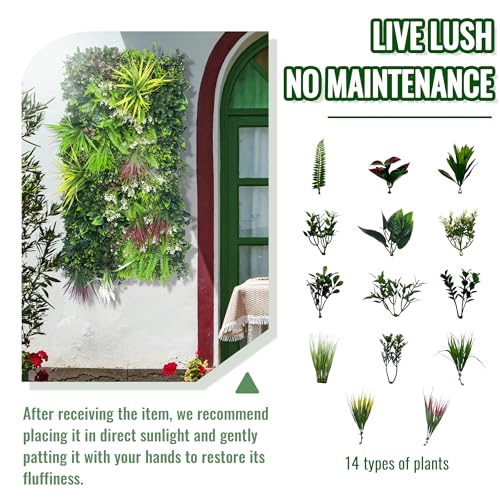 ODTORY Artificial Hedge Grass Wall Panel: 40" x 20" UV-Anti Faux Boxwood Ivy Greenery Backdrop, Fake Green Plant Fence for Indoor & Outdoor Privacy Screen and Home Decor - Image 5