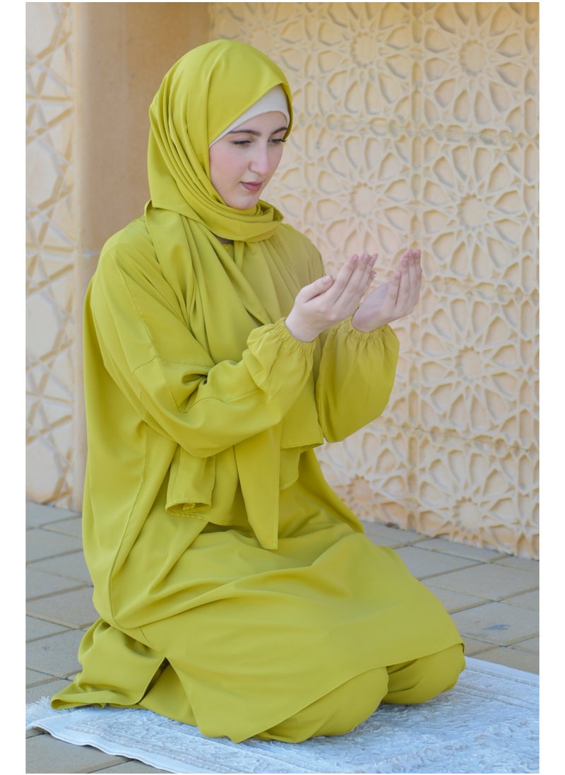 DAMAS COLLECTION P101-umrah essentials Jilbab for women with tow style Skirt or Trouser -4 piece Prayer Clothes for Muslim Women-Islamic Abaya Dress Outfit maxi with scarf and small bag- Modest suit Women  - Image 3