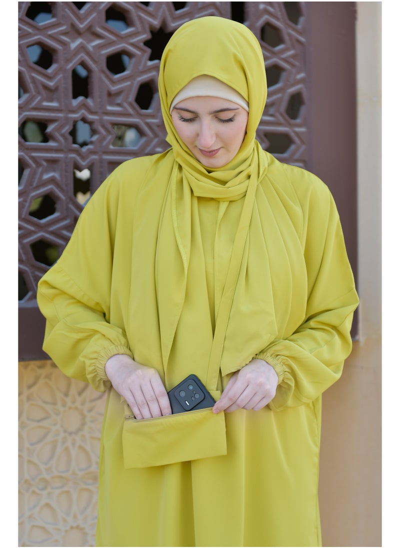 DAMAS COLLECTION P101-umrah essentials Jilbab for women with tow style Skirt or Trouser -4 piece Prayer Clothes for Muslim Women-Islamic Abaya Dress Outfit maxi with scarf and small bag- Modest suit Women  - Image 4