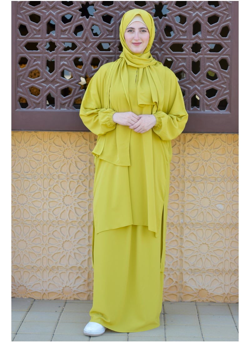 DAMAS COLLECTION P101-umrah essentials Jilbab for women with tow style Skirt or Trouser -4 piece Prayer Clothes for Muslim Women-Islamic Abaya Dress Outfit maxi with scarf and small bag- Modest suit Women  - Image 1