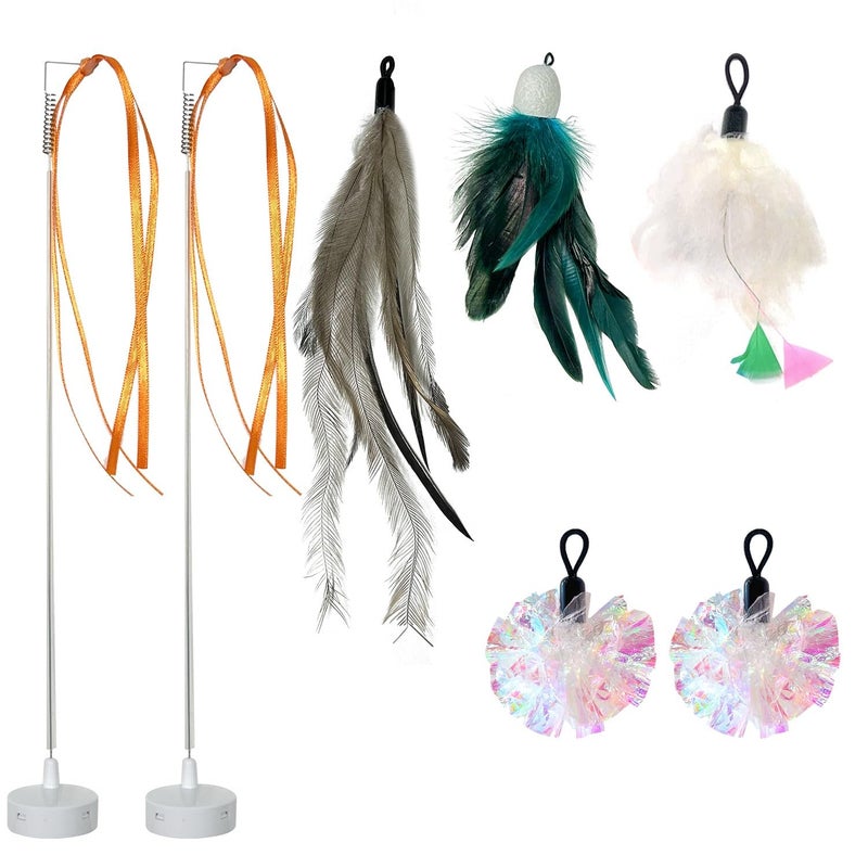 ORSDA 3in1 Interactive Cat Toys Replacement Attachments 7PCS Cat Teaser Toy Refills Cat Wand Attachments - Image 1