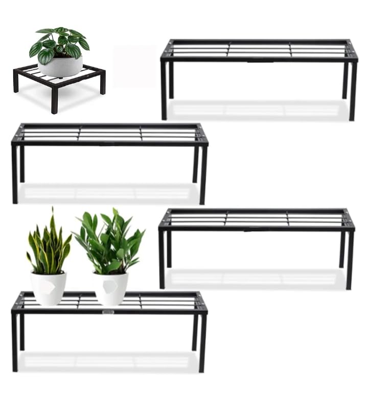 TRUPOT Metal Plant, Pot stand for Garden , Planter Stand for Indoor & Outdoor, Flower Pot Stand for Balcony , Living Room Decor (Black Pack of 5) - Image 1