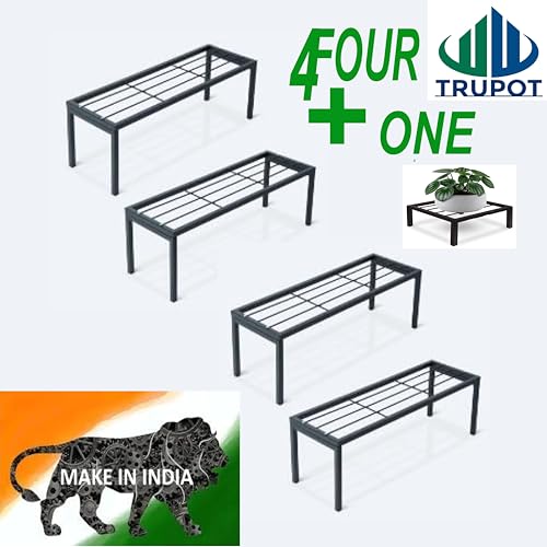 TRUPOT Metal Plant, Pot stand for Garden , Planter Stand for Indoor & Outdoor, Flower Pot Stand for Balcony , Living Room Decor (Black Pack of 5) - Image 3