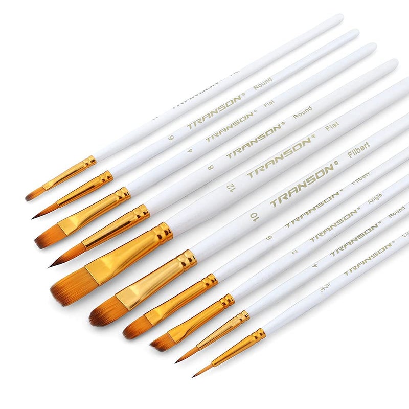 Transon 20pcs Artist Painting Brush Set for Acrylic Watercolor Gouache Hobby Craft Face Rock Painting White - Image 5