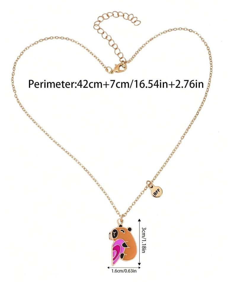 BdelrinQue قلادة أفضل صديق 2 قطعة، قلادة صداقة بتصميم كابيبارا، قلادة للأصدقاء مناسبة للهدايا لأعياد الميلاد أو المناسبات الخاصة - Image 2