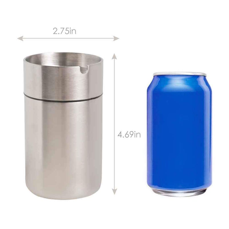 JOCHA Car Ashtray with lid smell proof Stainless Steel Portable Smokeless Detachable Windproof Self Extinguishing Butt Bucket Ash Tray for Most Car Cup Holder for Outdoor Travel Home Office (Silver) - Image 3