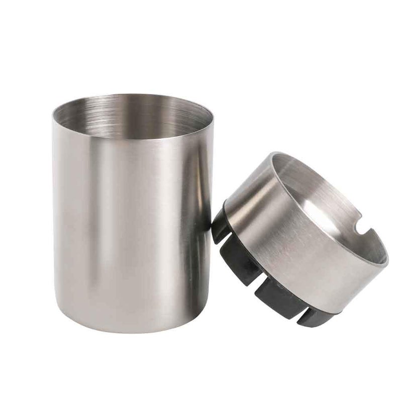 JOCHA Car Ashtray with lid smell proof Stainless Steel Portable Smokeless Detachable Windproof Self Extinguishing Butt Bucket Ash Tray for Most Car Cup Holder for Outdoor Travel Home Office (Silver) - Image 4
