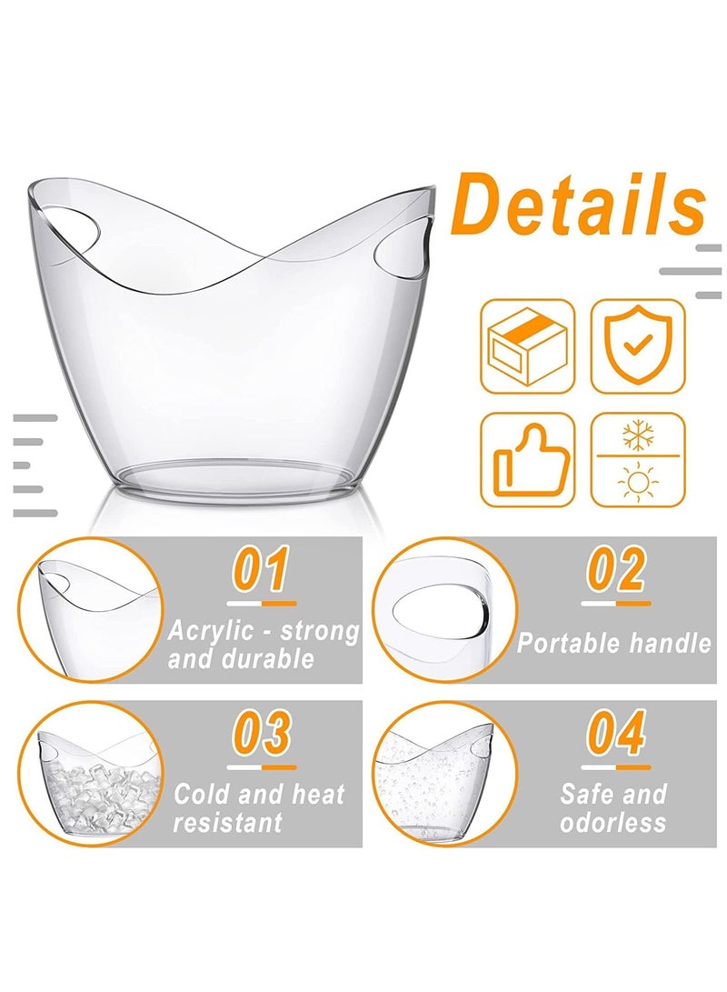 تراسل دلو ثلج، دلو ثلج شفاف سعة 8 لتر، حوض بلاستيك أكريليك للمشروبات والحفلات، من الدرجة الغذائية - Image 4