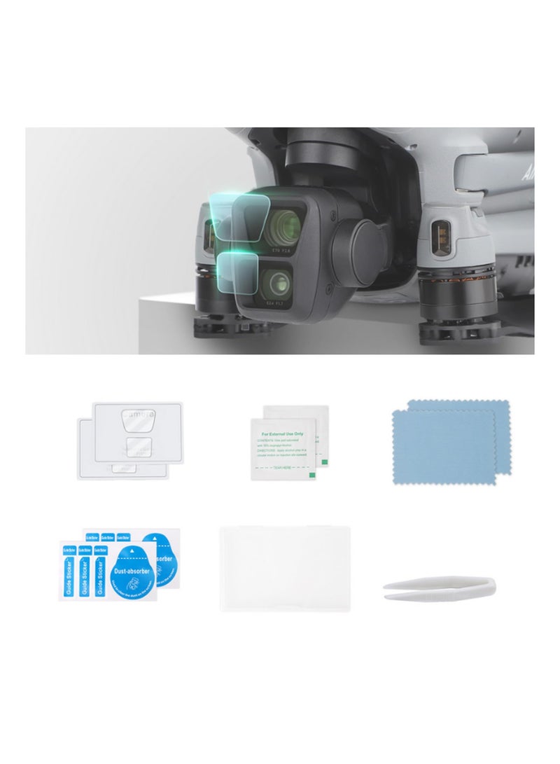 Tempered Lens Film for DJI Air 3 - HD Transparent Protective Film, 9H Hardness Tempered Glass, High Light Transmission, Anti-Explosion Strength (2 Sets) - Image 1