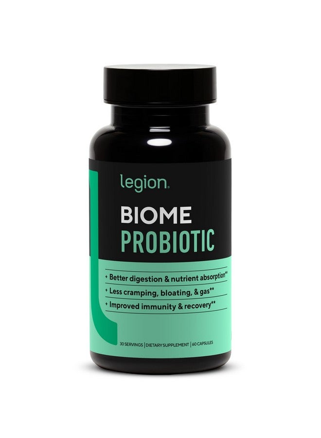 ليجيون LEGION Biome Probiotic - مكمل غذائي طبيعي من البروبيوتيك لصحة الأمعاء للنساء والرجال - مكملات غذائية من البروبيوتيك تساعد على تقليل الانتفاخ والتقلصات والغازات - حبوب البروبيوتيك لصحة القولون، 30 جرعة - Image 1