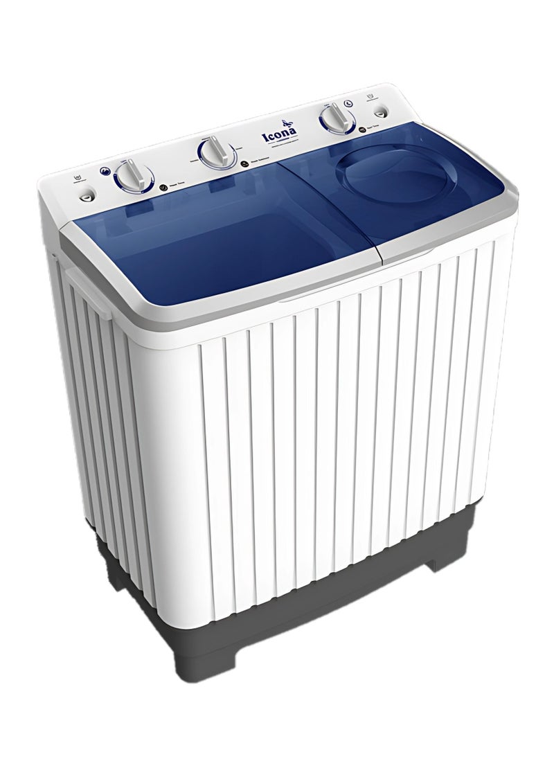 ICONA - Icona 8.5 Kg Semi-Automatic Washing Machine – Twin Tub, Energy Efficient, Low Noise, Gentle Fabric Care, Durable Design – Model ILSWM-85HTT - Image 1