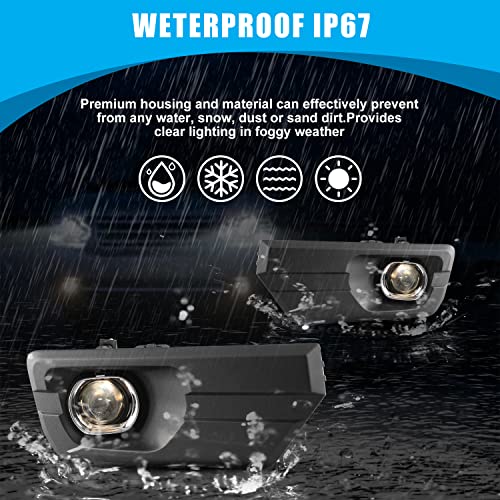 CPW Fog Lights Assembly Fit for 2013 2014 2015 2016 GMC Acadia, Driver & Passenger Driving Fog Lamps Replacement w/ H11 12V55W Halogen Bulbs + Wiring + Switch (Black Housing Clear Lens) - Image 2