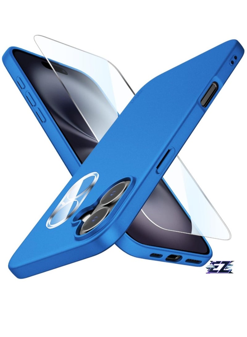 ELTRAZONE "iPhone 16 Case – Ultra-Thin Matte Cover with Upgraded Camera Lens & Screen Protectors, Slim Shockproof Anti-Scratch Soft Touch Case (Blue)" - Image 1