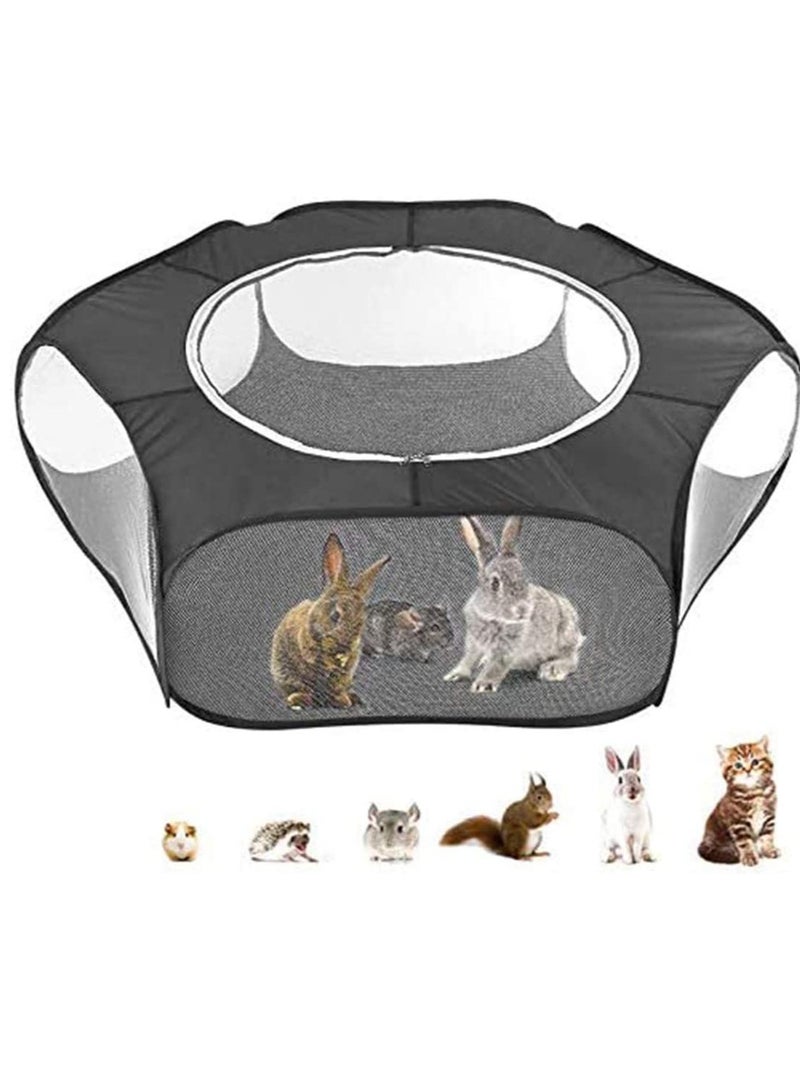 Zikra Bunny Cage Small Animals Tent Hamster Playpen with Portable Breathable Transparent Outdoor Indoor Yard Fence Pet for Rabbit Ferret - Image 1