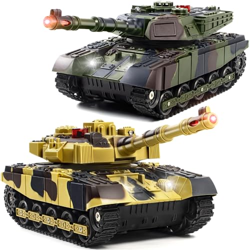 Supdex 128 RC Battle Tank Set Remote Control Army Toy That Shoots for Kids and Adults 24G Military Tank Model Toy for Boys Age 6 Years Old with Sound and Lights - Image 1