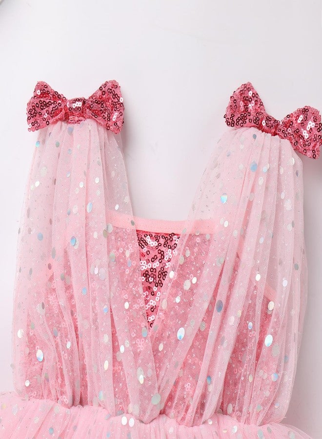 OBEEII Baby Girl Sequin Dress Toddler Sleeveless Sparkly Tulle Princess Dress Flower Girl Wedding Birthday Party Photshoot Formal Pageant Dress Dance Gown Pink 18-24 Months - Image 4