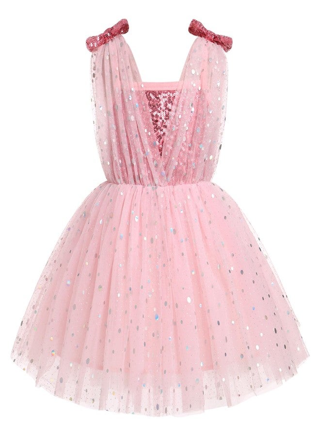 OBEEII Baby Girl Sequin Dress Toddler Sleeveless Sparkly Tulle Princess Dress Flower Girl Wedding Birthday Party Photshoot Formal Pageant Dress Dance Gown Pink 18-24 Months - Image 1
