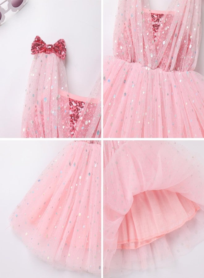 OBEEII Baby Girl Sequin Dress Toddler Sleeveless Sparkly Tulle Princess Dress Flower Girl Wedding Birthday Party Photshoot Formal Pageant Dress Dance Gown Pink 18-24 Months - Image 5