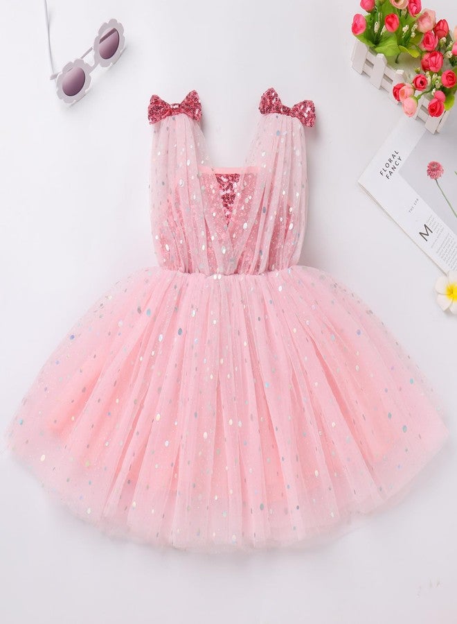 OBEEII Baby Girl Sequin Dress Toddler Sleeveless Sparkly Tulle Princess Dress Flower Girl Wedding Birthday Party Photshoot Formal Pageant Dress Dance Gown Pink 18-24 Months - Image 3