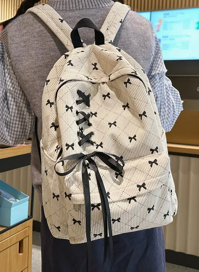 Take Two Bow Print Zip Closure Backpack