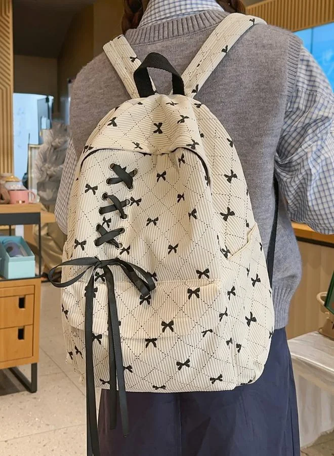 Take Two Bow Print Zip Closure Backpack