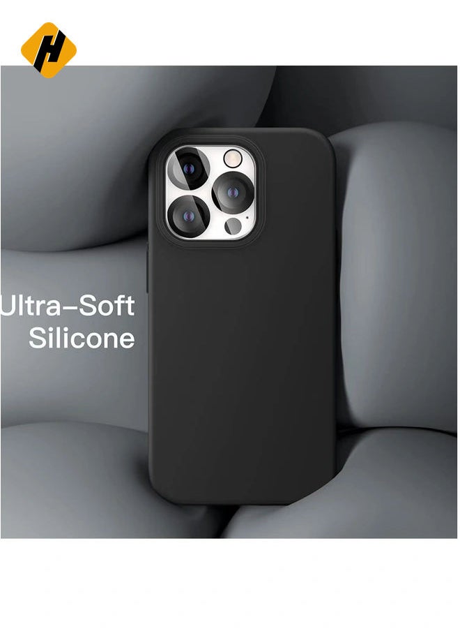 3 in 1 Silicone Case for iPhone 14 Pro Max 6.7-Inch, with 2-Pack Screen Protector and 2-Pack Camera Lens Protector, Full Coverage Tempered Glass Film